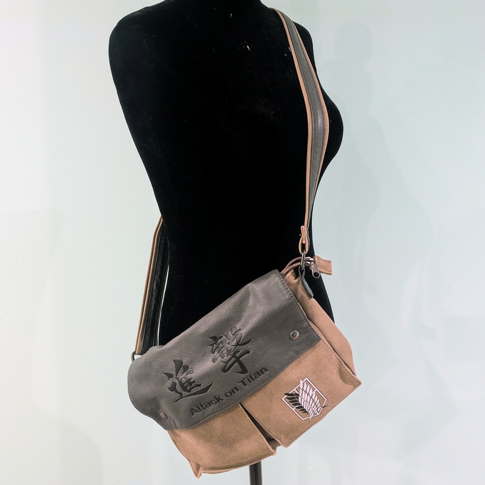 Attack on Titan Gray and Tan Crossbody Bag